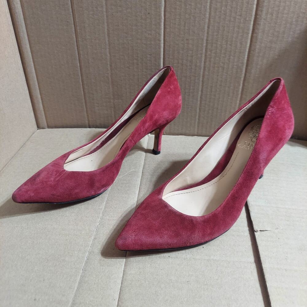 Vince Camuto Women's US 7 M Pink Suede Leather Pointed Pumps Stiletto Heels